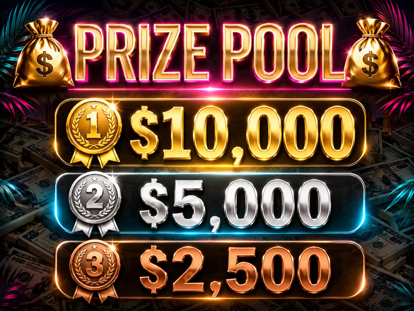 Prize Pool graphic showing first place $10,000, second place $5,000, and third place $2,500.